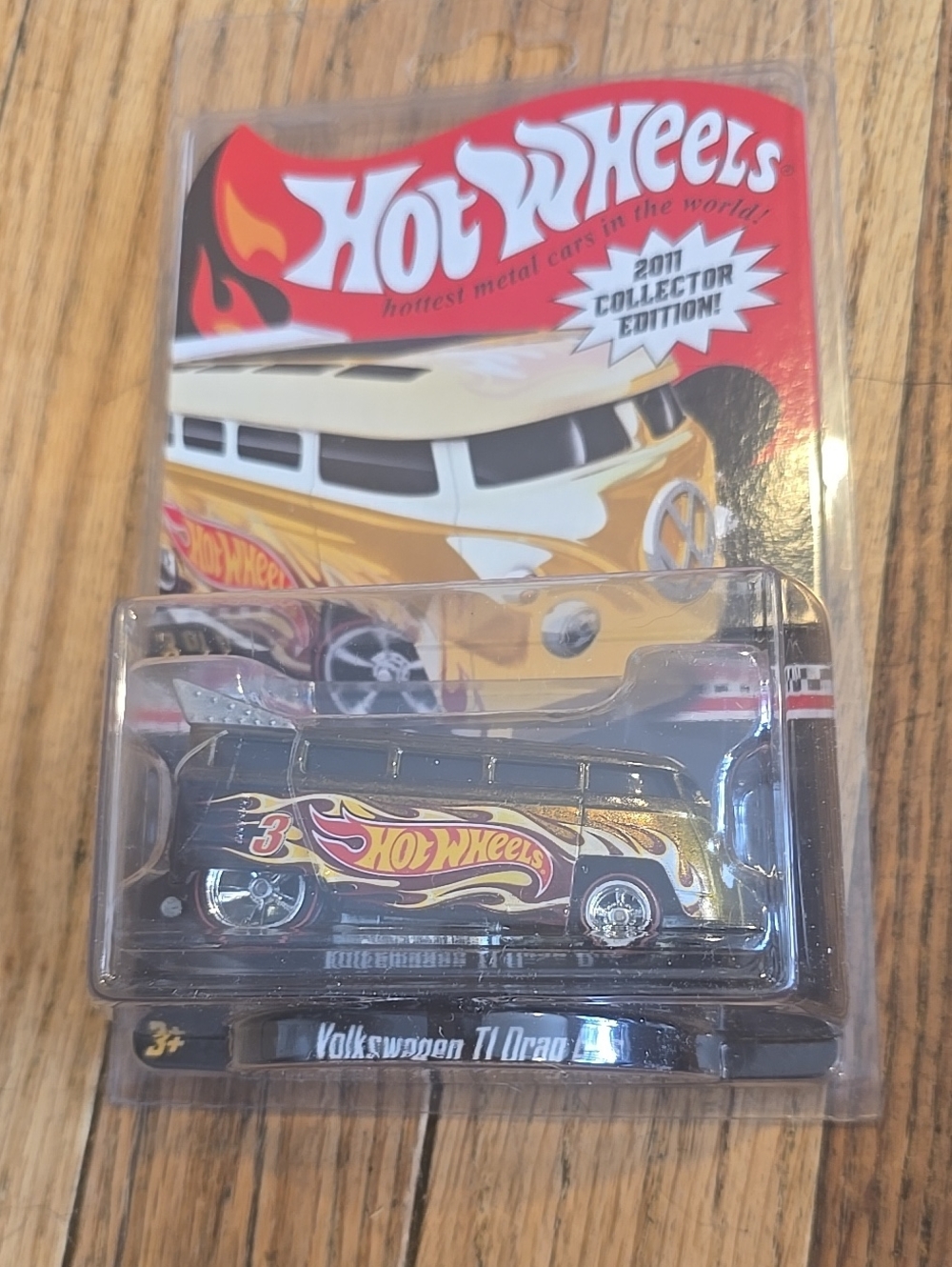 New Volkswagen T1 Drag Bus Toy Car - Black & Gold 2011 In Case